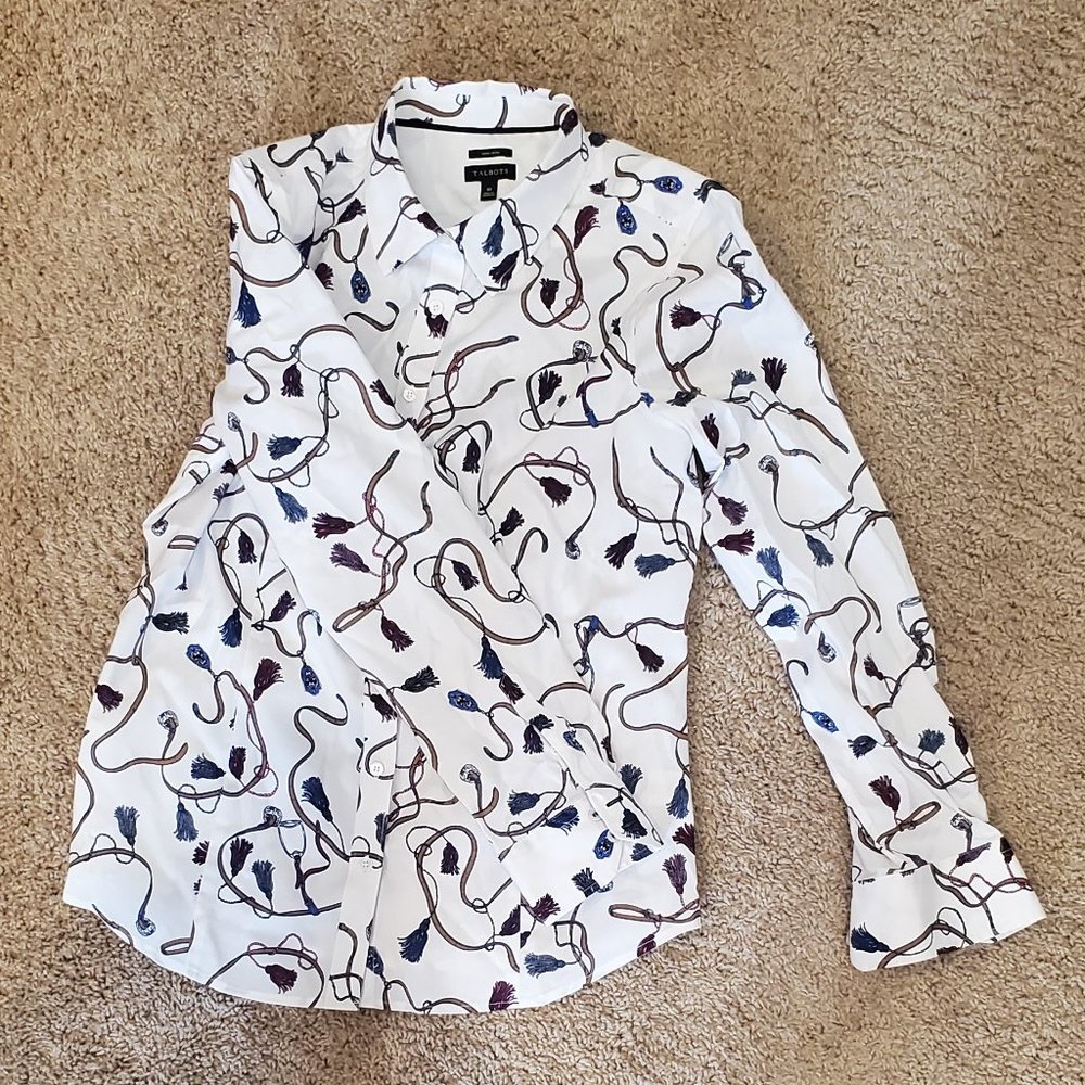 Talbot blouse - pattern on white, size 10
